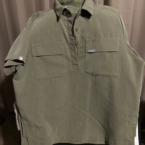 Figs Heathered Olive Saiya Cargo Scrub Top